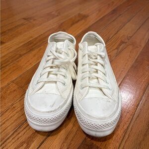 White leather converse low tops